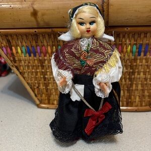 Vintage Italian folk costume souvenir doll with painted face